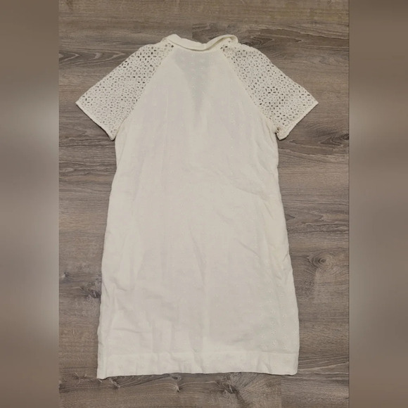 J. Crew Size 10 White Eyelet Short Sleeve Cotton Shirt Dress Women's - Picture 2 of 5